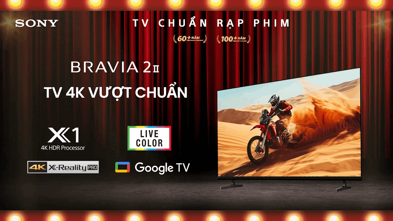 Tivi Sony BRAVIA 2 II 4K với bộ xử lý X1, công nghệ Live Color và Google TV